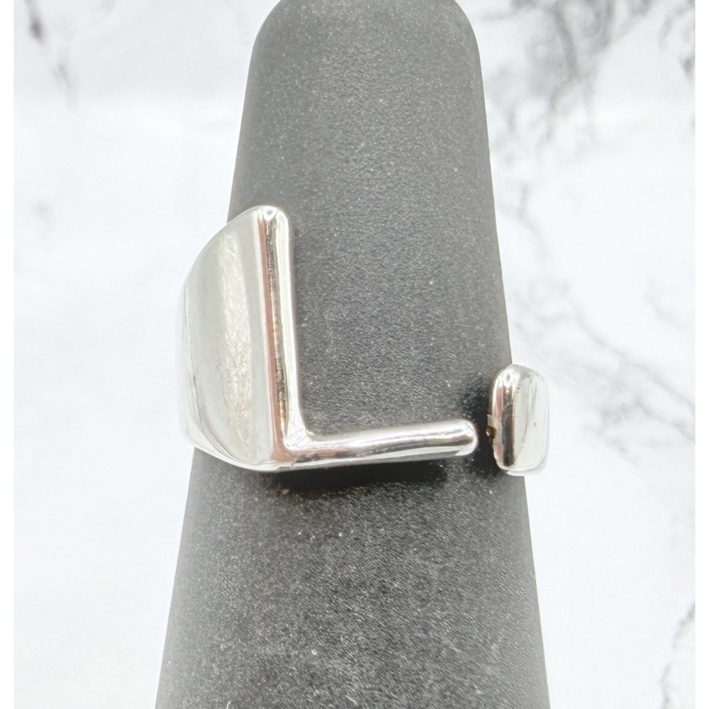 Initial L Ring Silver Tone Open Letter Monogram Ring Size 4.5 New Unisex Pinky